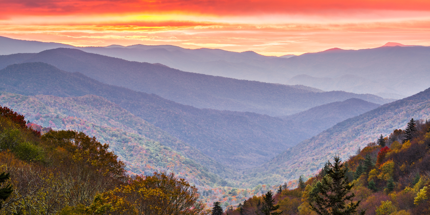 An Autumn sunrise in the Smoky Mountains.