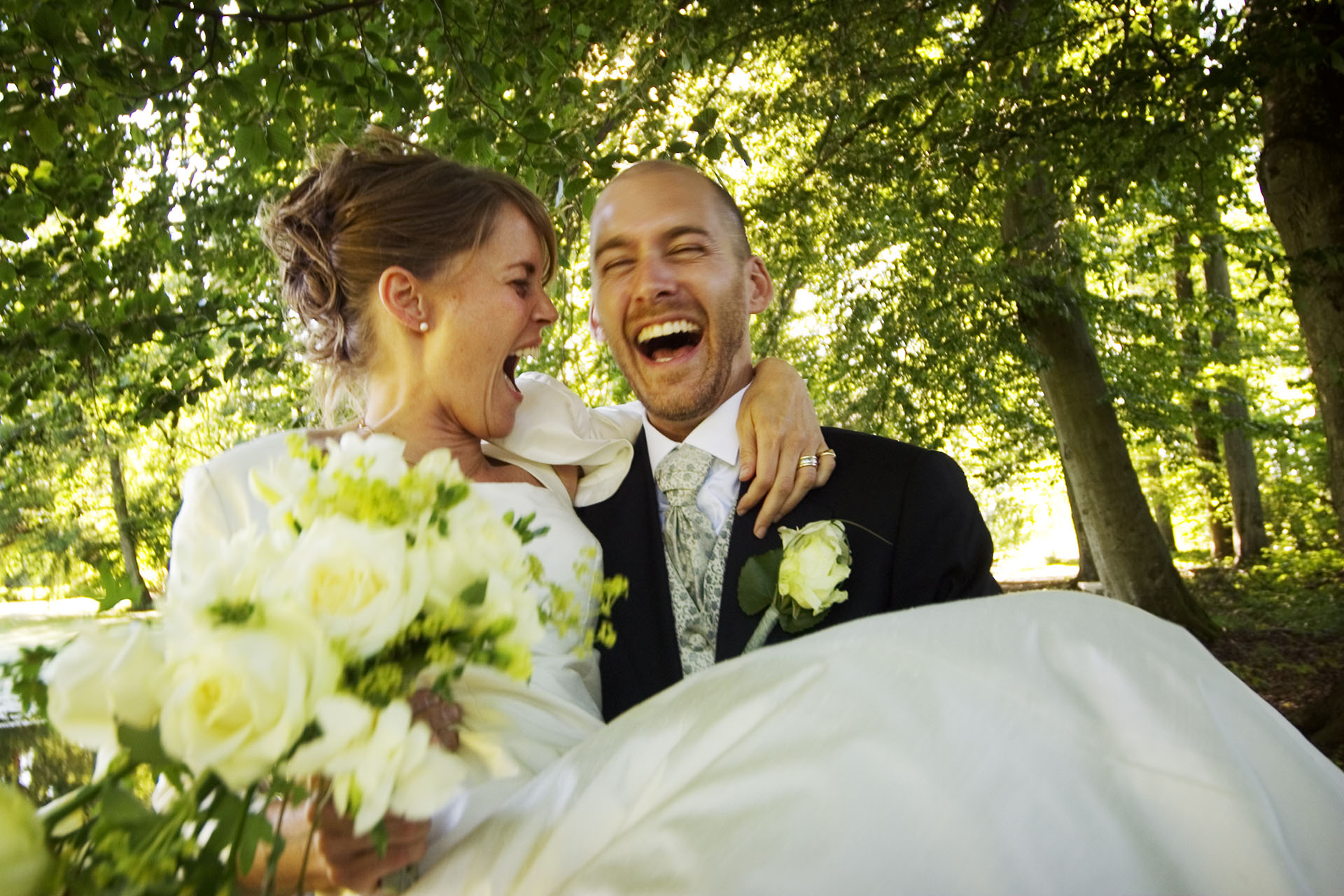 newlywed couple enjoying red leaf river inns intimate wedding venue in waynesville nc